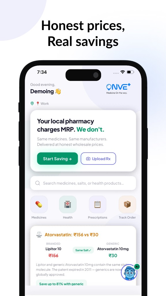 ONVE Mobile App — Medicine Shopping